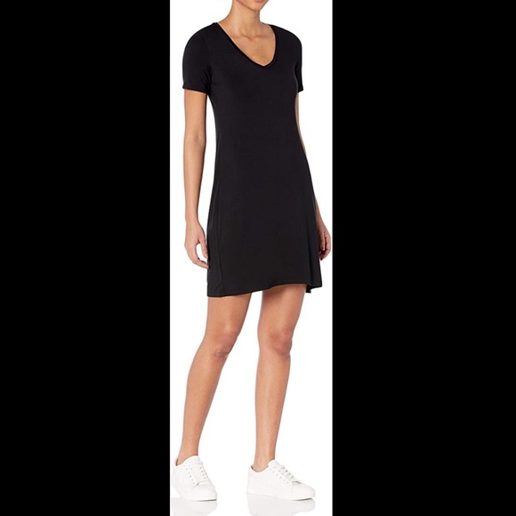 NWT Bundle 2 V-Neck T-Shirt Dresses Cotton Jersey Green and Black Size M - Picture 4 of 6